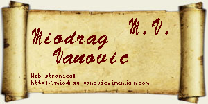 Miodrag Vanović vizit kartica